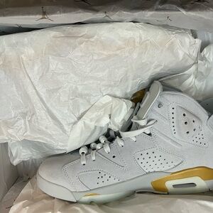Jordan Air 6 Retro Pearl ✨ in Platinum and Glacier Blue and Gold